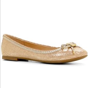 NWT ALDO Narerien Metallic Ballet Flats Bow Sz 7